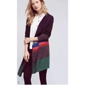 Lili's Closet Anthropologie Junie Striped Square Open Cardigan Small